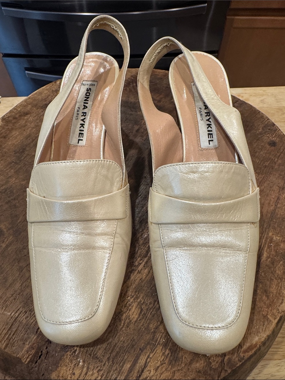 Vintage Sonia Rykiel Nude Leather Slingback size 7.5